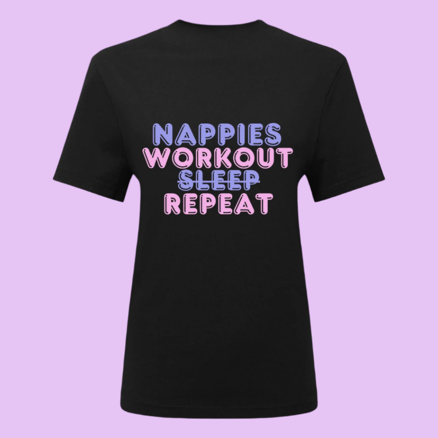 Nappies Workout Sleep Repeat Oversized Tee