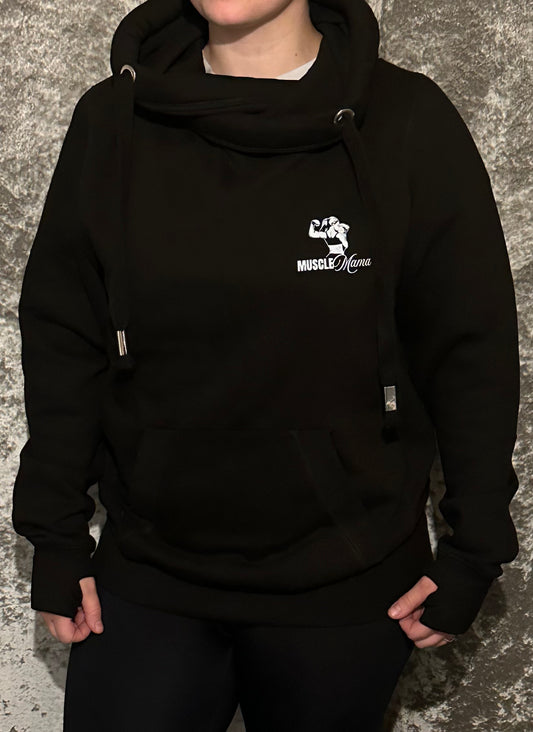 Cross Neck Hoody with Logo and Print